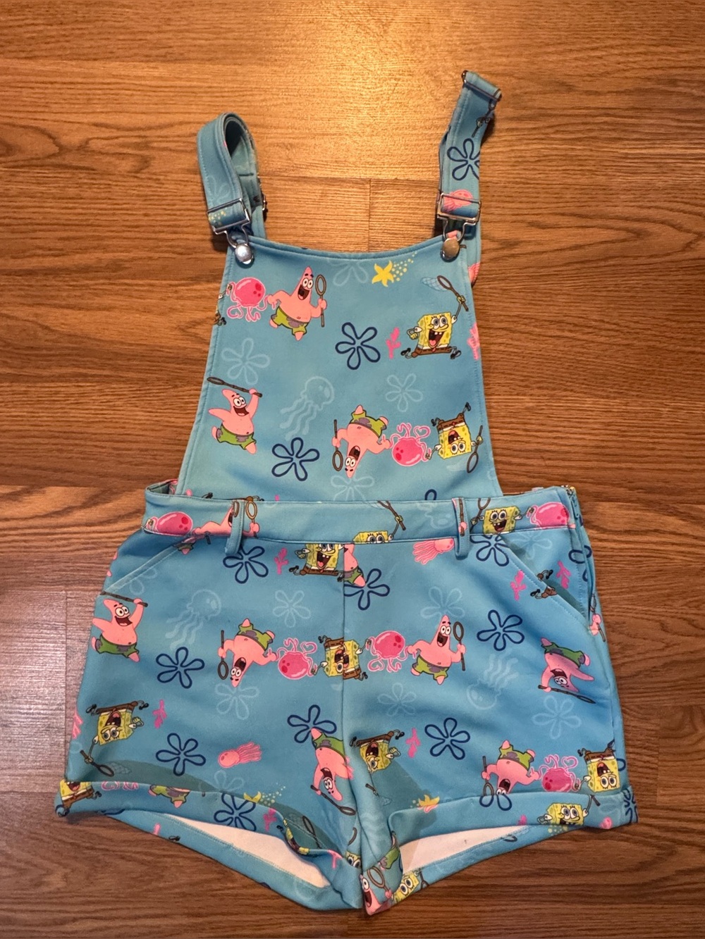 Blue SpongeBob & Patrick  Short Overalls